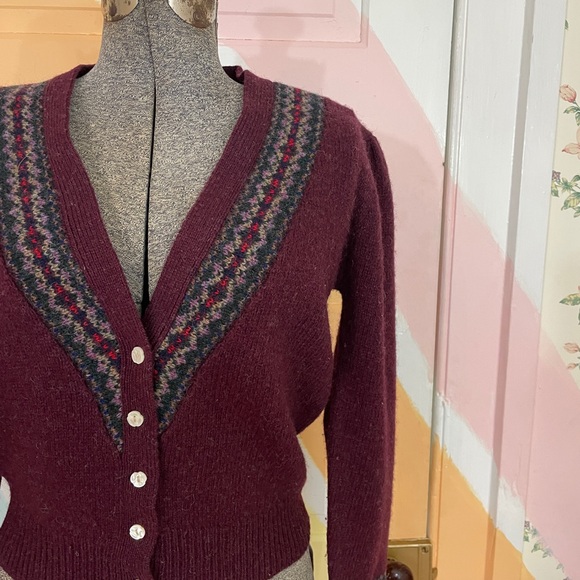 Vintage Ralph Lauren 100% Wool Fair Isle Equestrian Academia Cardigan Sz M 🧡🎀 - Picture 4 of 14